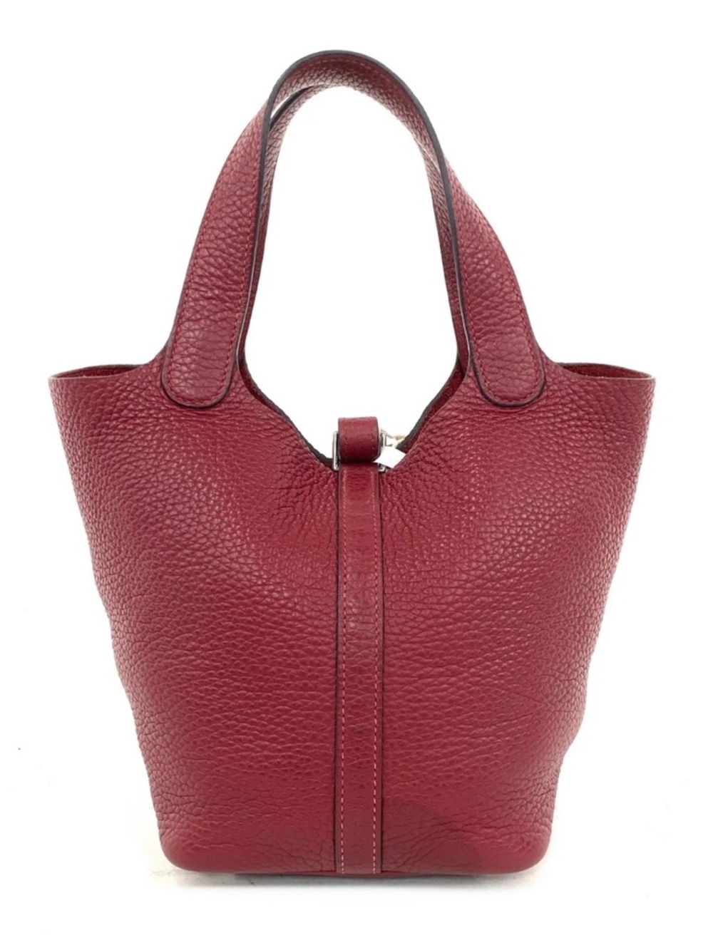 Hermes Picotin Lock 18 handbag crafted from Taurillon Clemence Leather-dark red - Picture 2 of 10